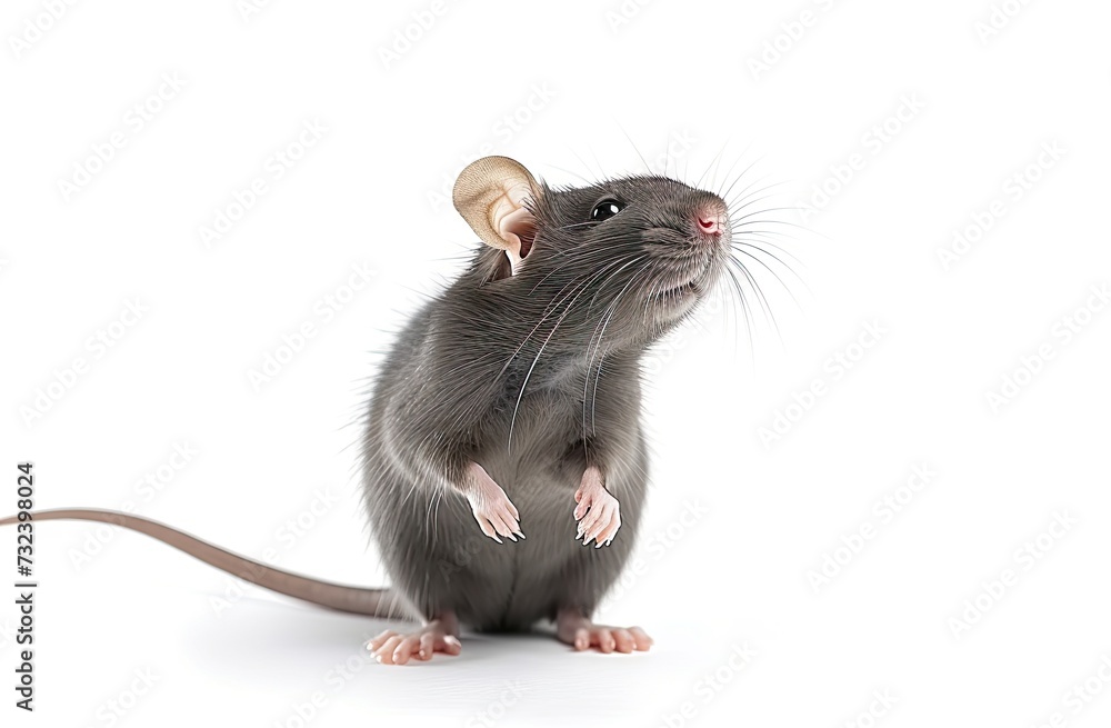 Charming close up portrait of small mouse set crisp white background isolated capturing essence of curious and misunderstood creature showcases delicate features of rodent Charming close up portrait of small mouse set crisp white background isolated capturing essence of curious and misunderstood creature showcases delicate features of rodent