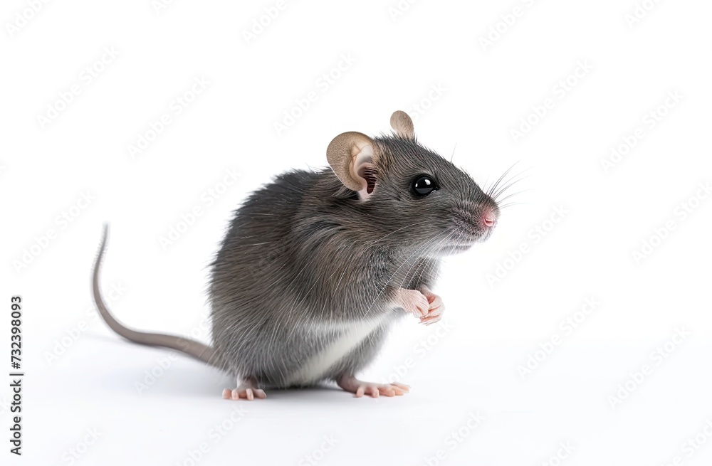 Charming close up portrait of small mouse set crisp white background isolated capturing essence of curious and misunderstood creature showcases delicate features of rodent Charming close up portrait of small mouse set crisp white background isolated capturing essence of curious and misunderstood creature showcases delicate features of rodent