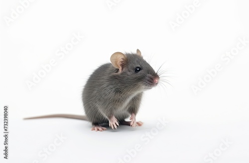 Charming close up portrait of small mouse set crisp white background isolated capturing essence of curious and misunderstood creature showcases delicate features of rodent © Wuttichai