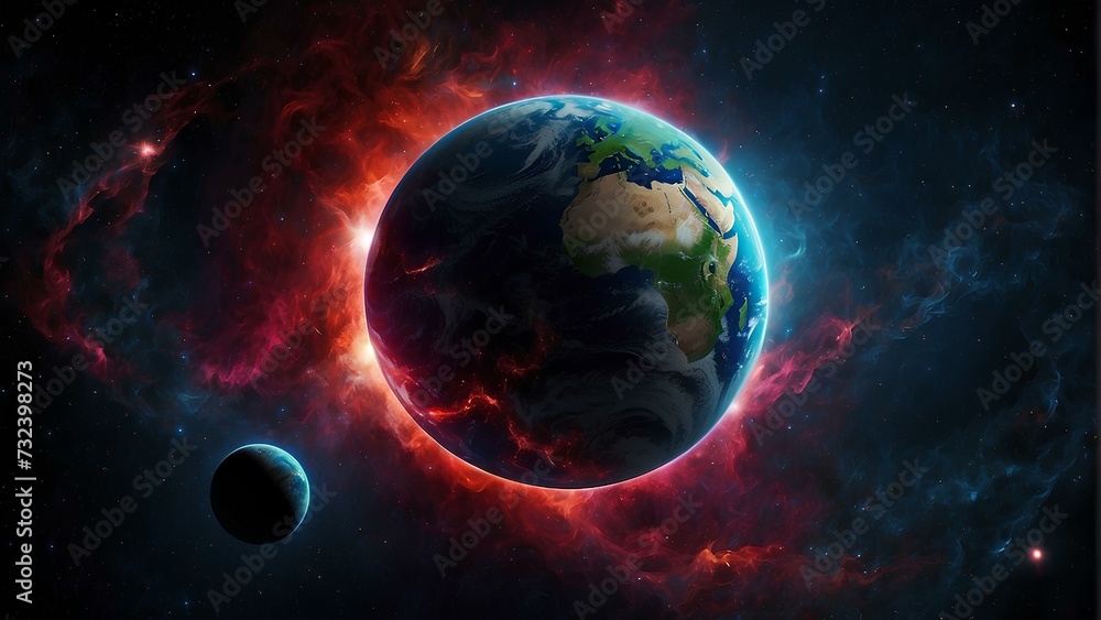 Obraz premium Vibrant Space Odyssey: Captivating Wallpaper for Cosmic Enthusiasts Ai Generated art