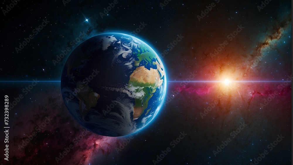 Obraz premium Vibrant Space Odyssey: Captivating Wallpaper for Cosmic Enthusiasts Ai Generated art