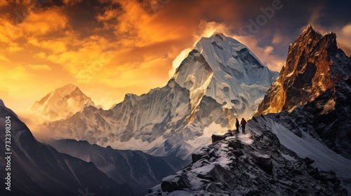 Majestic Mountain Peak at Sunset © Polypicsell
