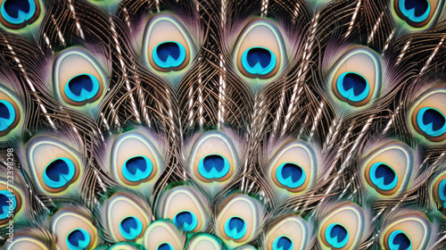 background of many peacock feathers close up © Александр Довянский