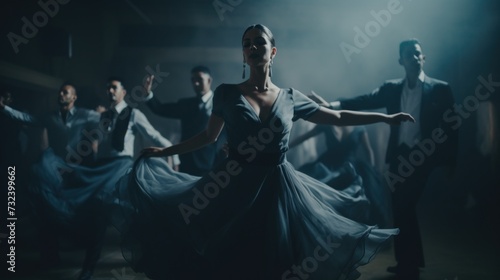 Ballroom Dance Practice in Monochrome photo
