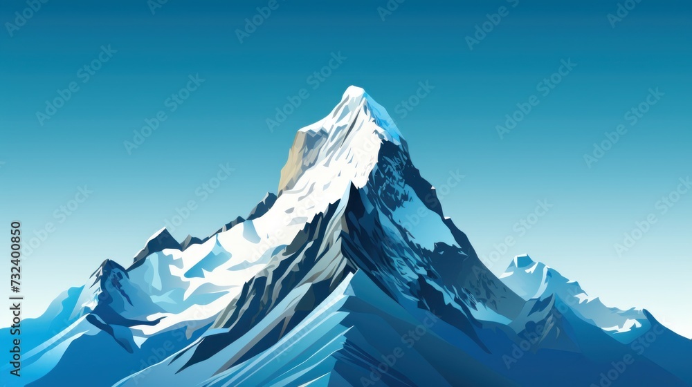 Stylized Illustration of a Snowy Mountain Peak