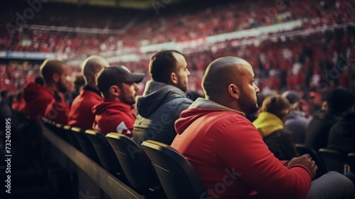 Spectator in Red Watching an Event at a Stadium photo