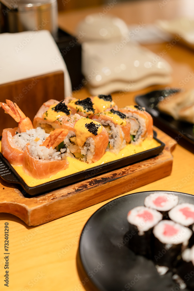 Salmon Sushi with Cheese Sauce Salmon Sushi with Cheese Sauce