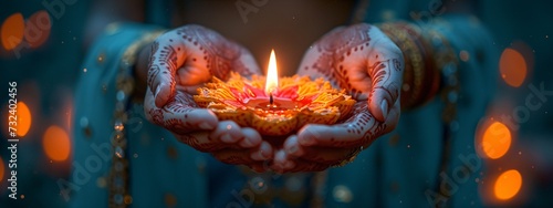 Celebrate Durga Puja with a Glowing Diya Generative AI
