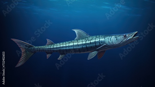 Barracuda Swimming in the Deep Blue Sea