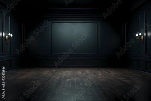 Empty elegant dark room at night with copy space © Sonya