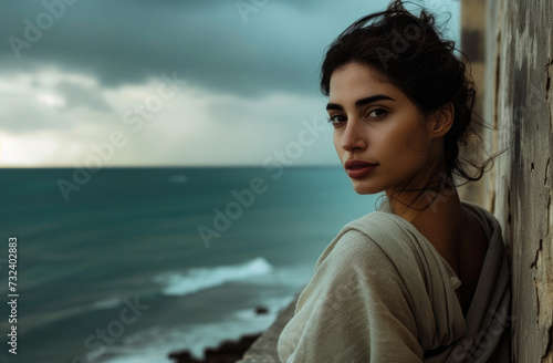 Portrait of a girl admiring the sea view