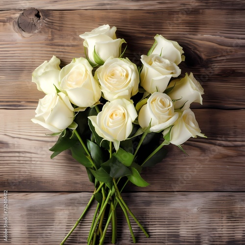 White Roses on Wooden Background © RobertGabriel
