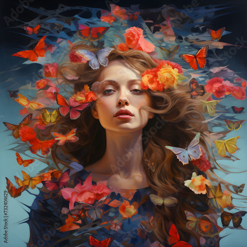 Mother Nature, allegory for climate change, biodiversity, and global warming (generative AI)