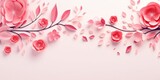 Pink paper flower border on a white background. Suitable for crafts, invitations, and scrapbooking
