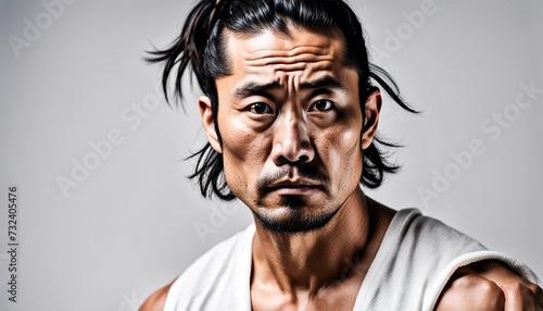 Asian Man with Deeply Depressed Expression Portrait Isolate  © MondSTUDIO
