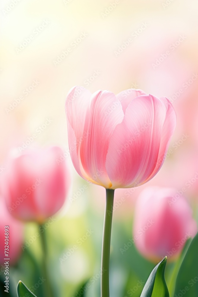 A beautiful group of pink tulips standing tall in a field. Perfect for springtime or floral-themed projects A beautiful group of pink tulips standing tall in a field. Perfect for springtime or floral-themed projects