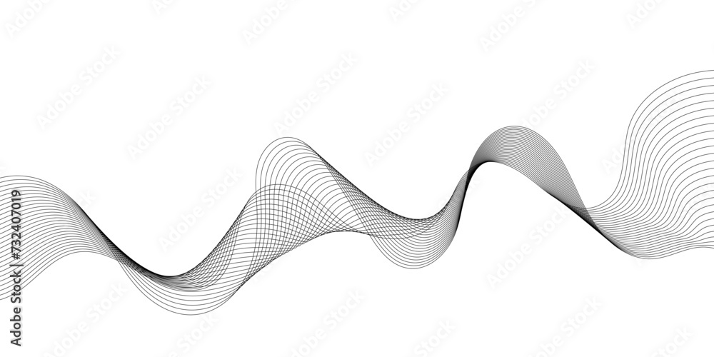 © Sigit - Abstract black line wave background, flowing wave line design vector illustration