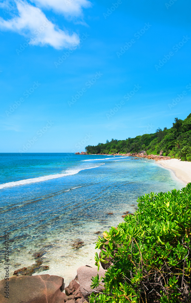 Anse Fourmis Beach, Island La Digue, Indian Ocean, Republic of Seychelles, Africa.
