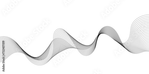 Abstract black line wave background, flowing wave line design vector illustration