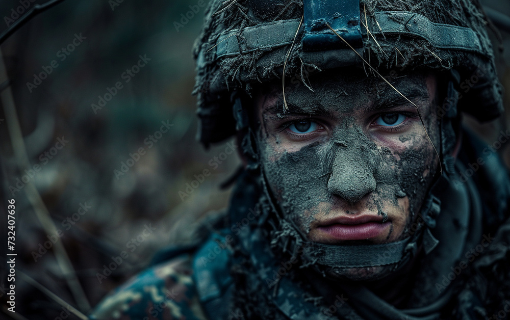 Man in Camouflage Outfit With Helmet On Man in Camouflage Outfit With Helmet On