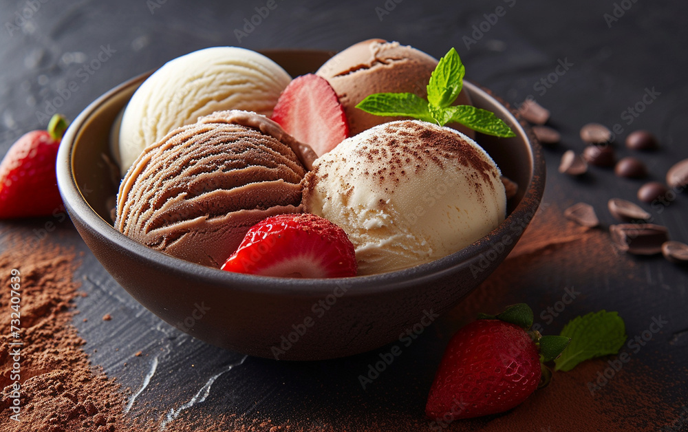 Bowl of Ice Cream With Strawberries and Chocolate Chips Bowl of Ice Cream With Strawberries and Chocolate Chips