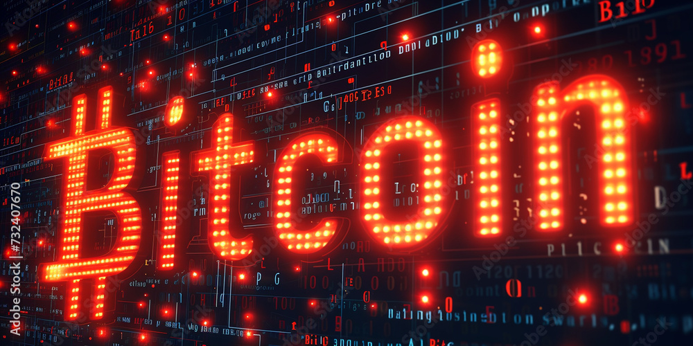 Fototapeta premium Bitcoin Displayed on Computer Screen