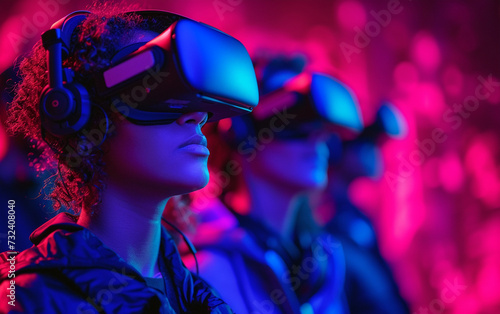A Group of People Wearing Virtual Reality Headsets