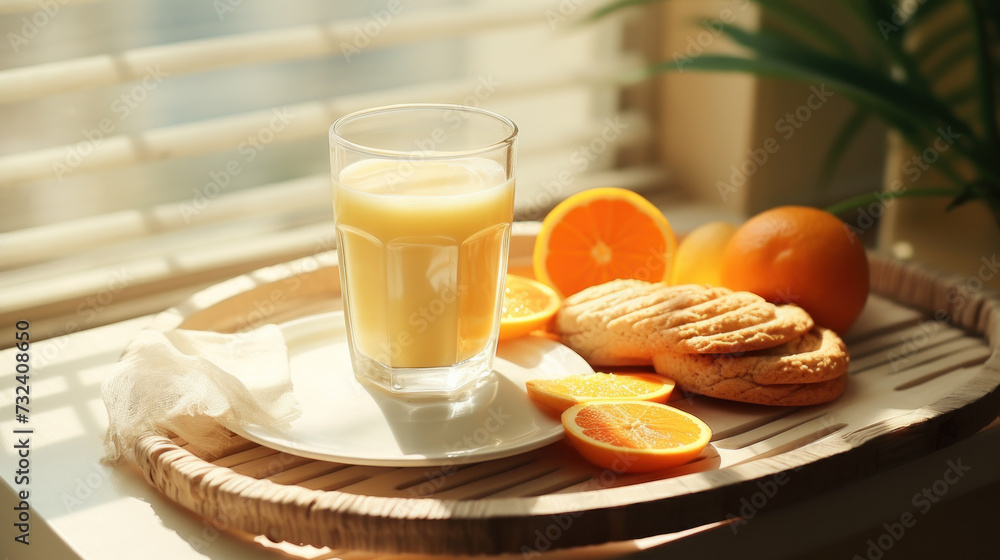 Set of breakfast on table abstract background. Generative ai. Set of breakfast on table abstract background. Generative ai.