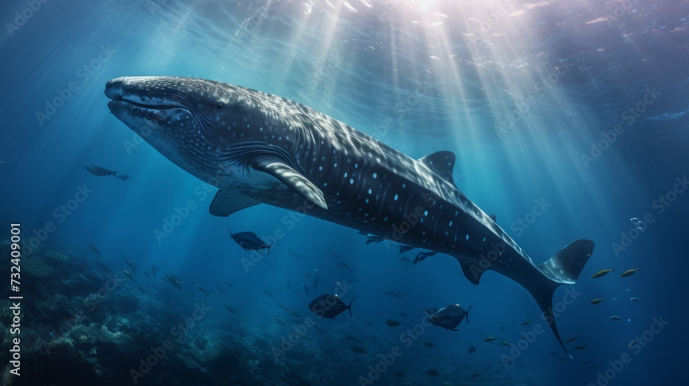 Fototapeta premium whale calf underwater