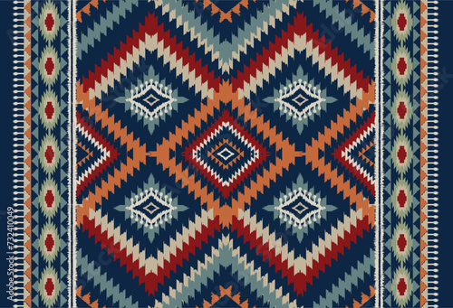 Navajo ikat pattern seamless.Native,folk style collection.Design for textile,wallpaper,ikat pattern,fabric,background,wrapping,clothes,lace pattern,card,carpet and pattern embroidery. photo