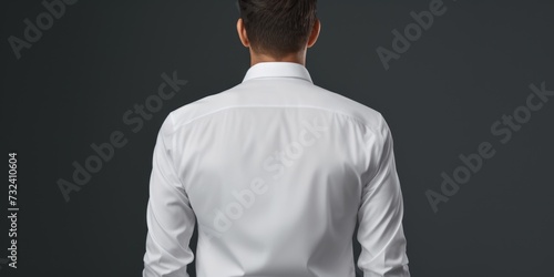 A man wearing a white shirt and black pants. Suitable for business, casual, or formal attire