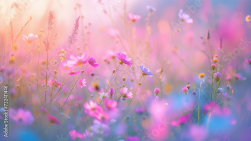 Wild spring flowers with blur effect © sonatik