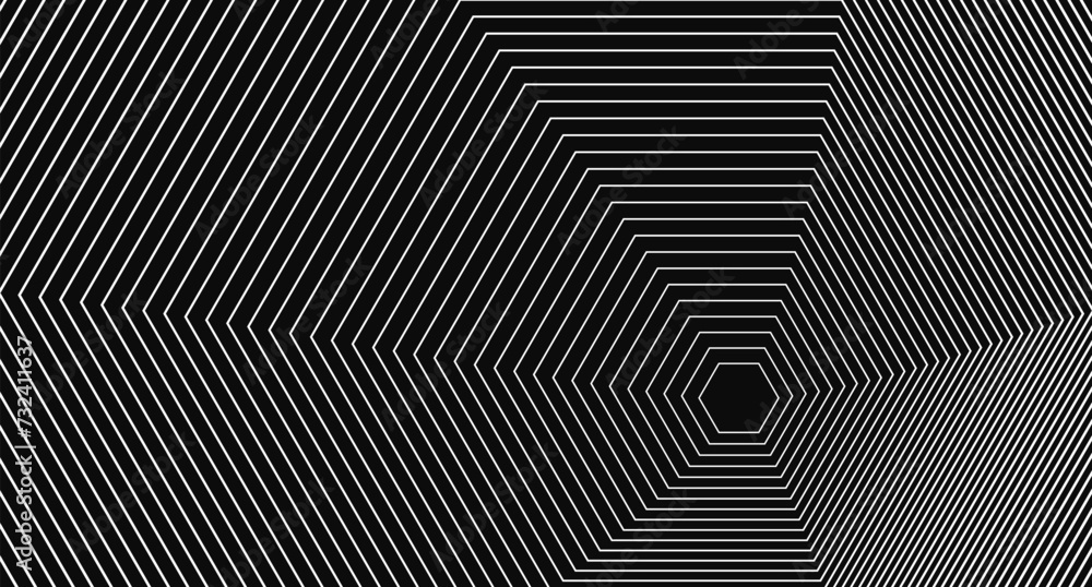 Black and White Geometric Hexagon Illusion Vector