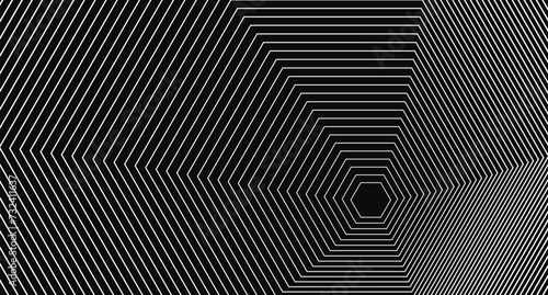 Black and White Geometric Hexagon Illusion Vector