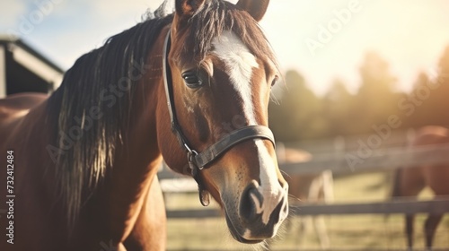 A detailed view of a horse in a secure enclosure. Suitable for various uses