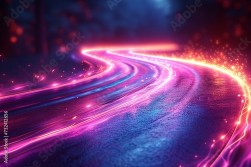 Purple Neon Highway: A Glowing Trip Through Time Generative AI