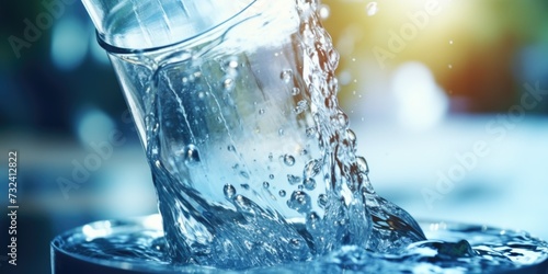 A close-up view of a glass filled with water. Perfect for refreshing and hydrating concepts