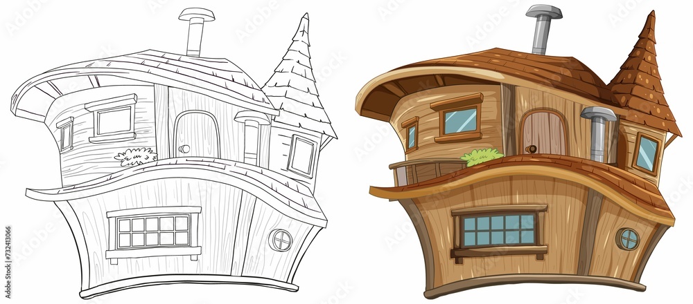 Whimsical Wooden Treehouse Illustration 2
