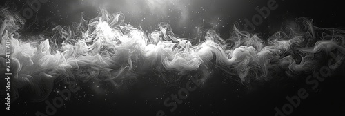 Art White Smoke Abstract On Black, Background Banner