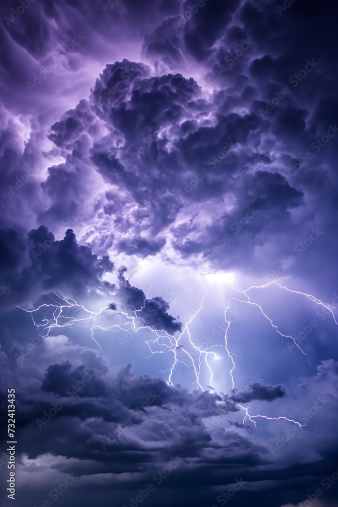 Stormy cloudy sky with numerous lightning strikes to the ground Stormy cloudy sky with numerous lightning strikes to the ground