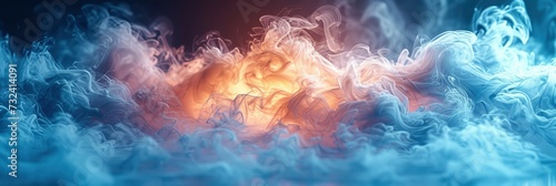 Blue Colored Smokeblue Smoke On White, Background Banner