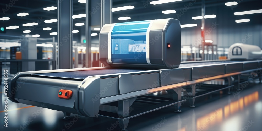 A machine on a conveyor belt. Perfect for industrial and manufacturing concepts A machine on a conveyor belt. Perfect for industrial and manufacturing concepts