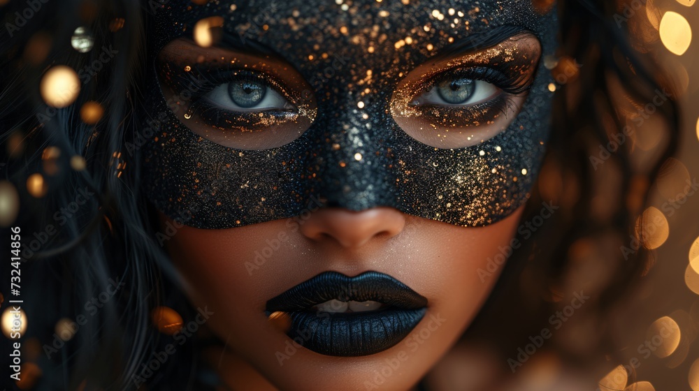 Golden Masked Beauty: A Glamorous Halloween Makeup Inspiration Generative AI Golden Masked Beauty: A Glamorous Halloween Makeup Inspiration Generative AI