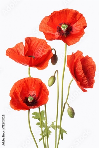 A group of red poppies sitting next to each other. Suitable for various floral and nature-themed designs