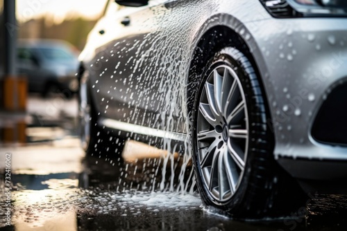 photo of a car being washed