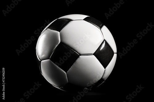 Soccer ball on a black background. Suitable for sports-related designs
