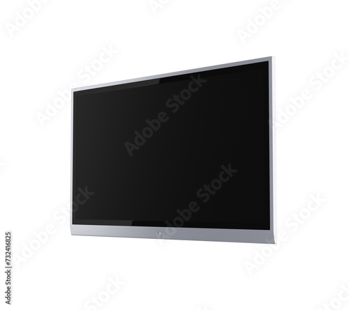 Canvas-taulu Flat screen television tilted view, off black display, isolated on white