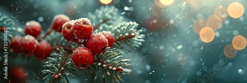 Christmas Decorations On Spruce Branches, Background Banner