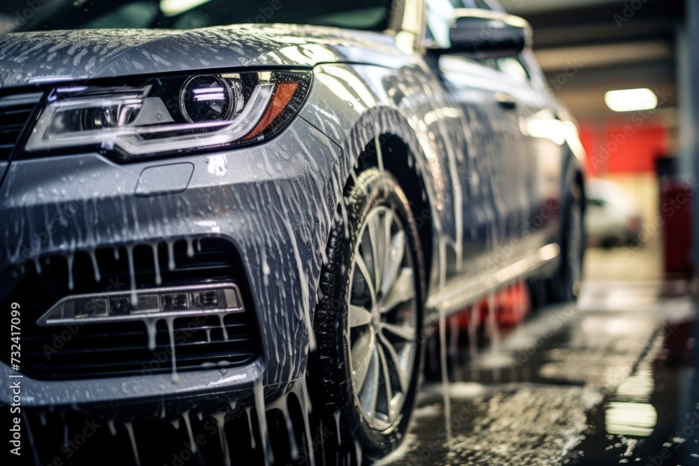 photo of a car being washed