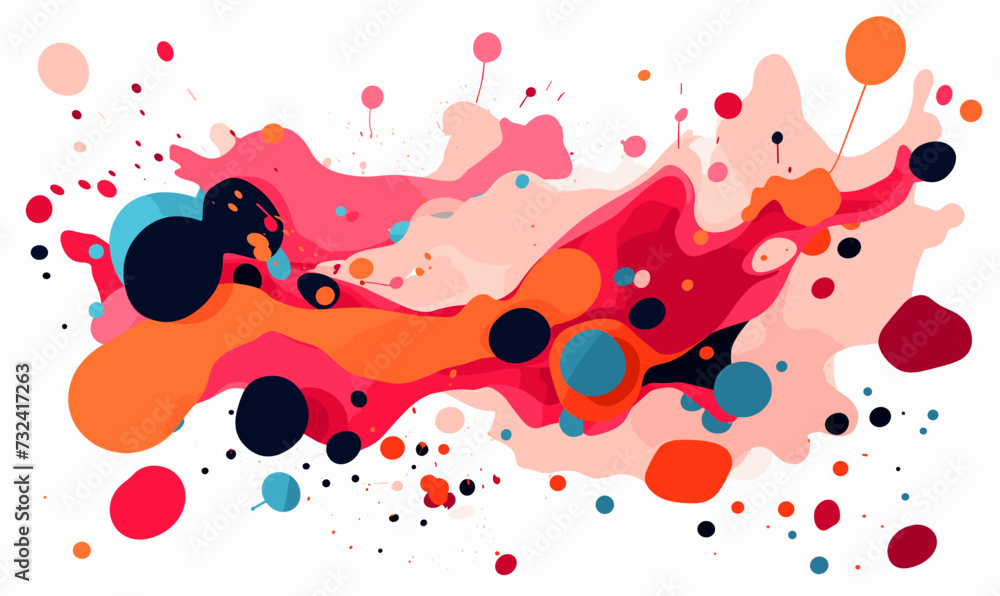 abstract contemporary splatter design artwork, rounded shapes doodle shapes vector illustration